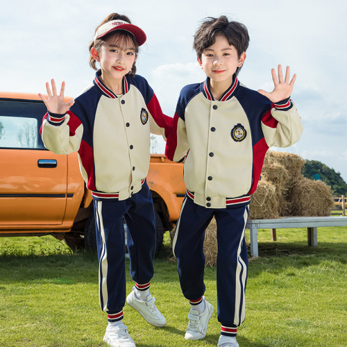 Elementary school uniform set for spring and autumn sports day, class uniform three-piece set for first grade kindergarten, trendy and cool autumn parka outfit
