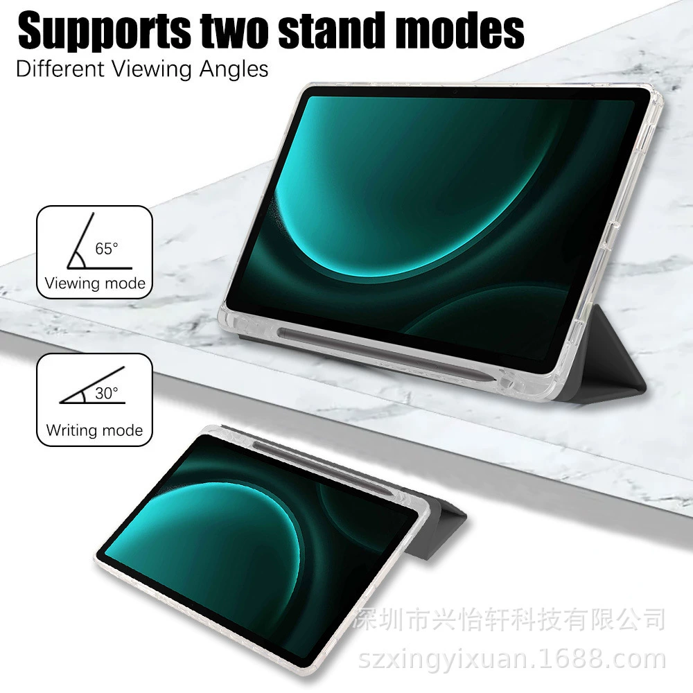 Protective Case (Samsung) Galaxy Tab S10 FE+ 13.1, transparent acrylic tri-fold stand with pen slot