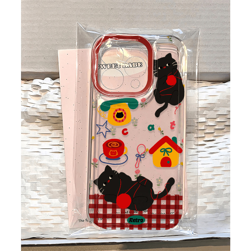 毛线黑猫适用苹果17PROMAX手机壳iPhone16新款15PROMAX/14/13/12
