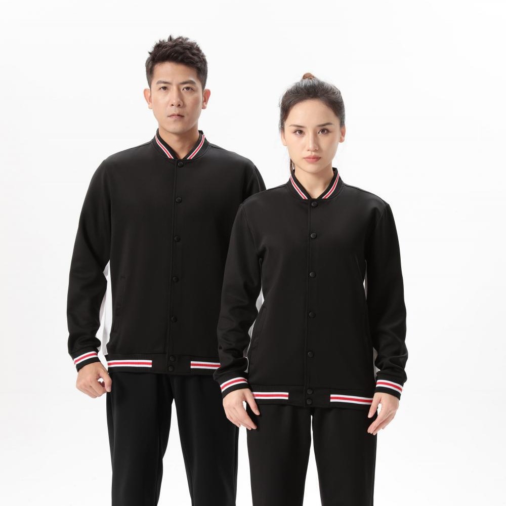 25 nuevos vestidos de otoño casuales abrigo de cuello vertical hombres y mujeres vestidos deportivos casuales de manga larga una sola blusa puede imprimir logotipo
