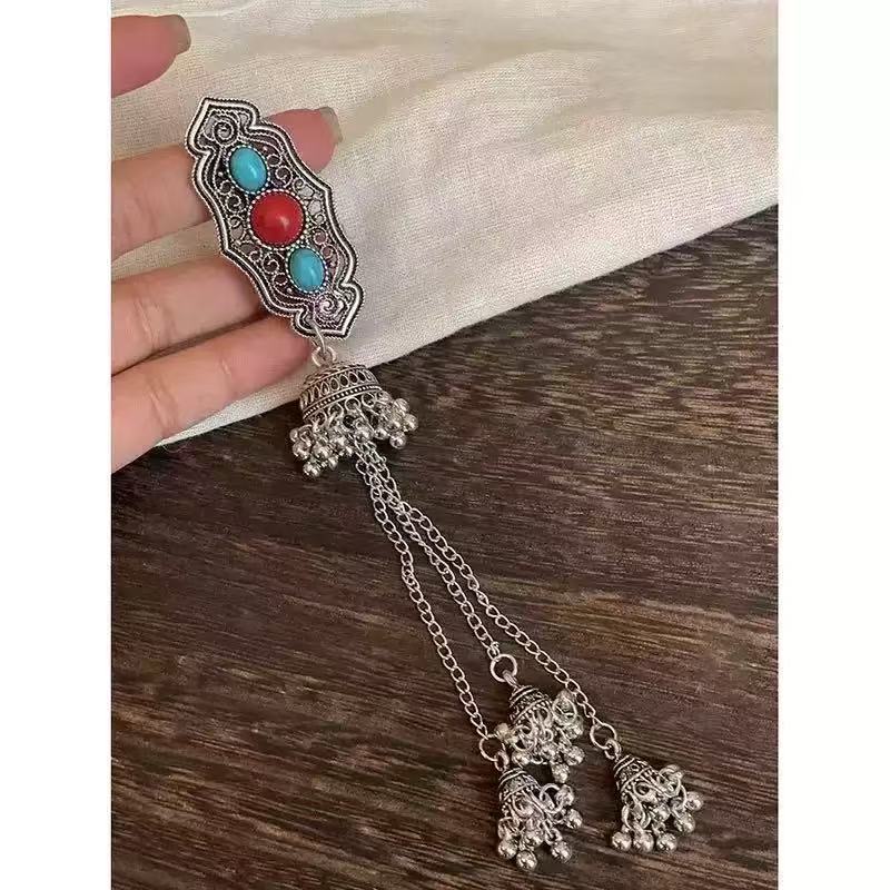 璀璨星河~黑曜石闪钻名族风铃铛流苏发夹女感甜美前额侧边夹包邮|undefined