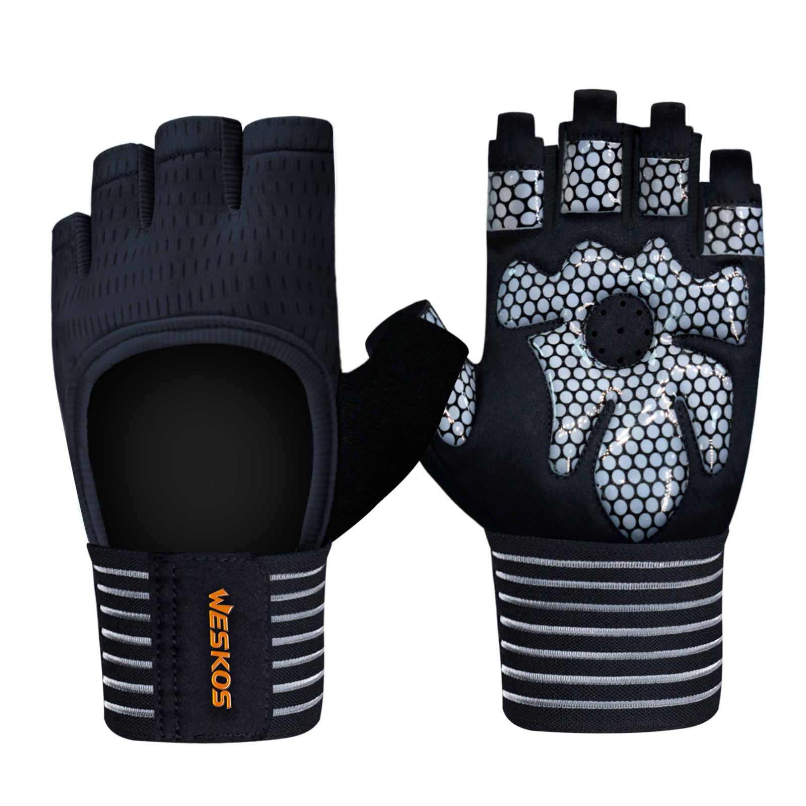 Guantes de fitness para levantamiento de pesas, guantes deportivos de medio dedo para hombres y mujeres, antideslizantes, resistentes al desgaste, entrenamiento con equipo, barra horizontal, protectores de muñeca para mancuernas, antiesguinces