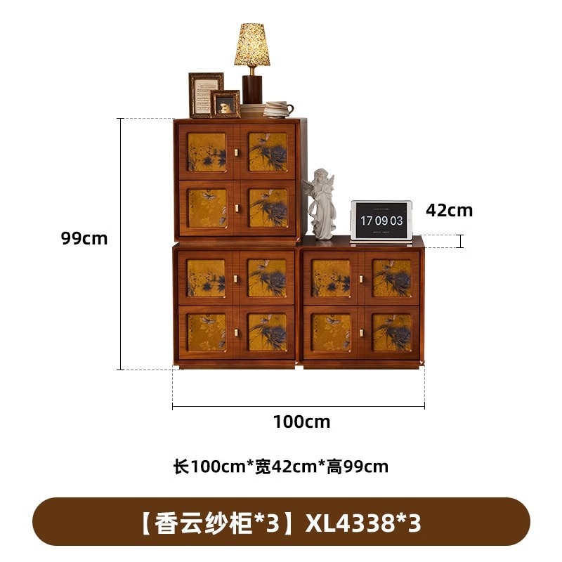 Gran cajón retro francés Sima, sala de estar, dormitorio, cajón contra la pared, armario de almacenamiento de madera maciza, armario de hilo Xiangyun