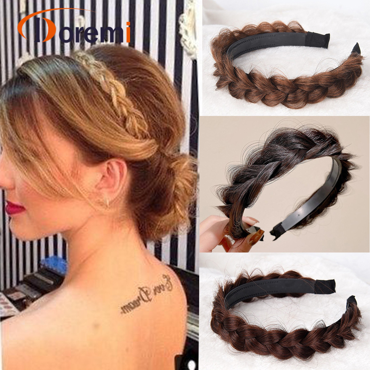 Libisemiskindel kalasabast punutud parukas punutud peapael Peapael Naiste punutud juuste keerdpeapael näopesu juuste aksessuaarid juuksekimp_voghion.com