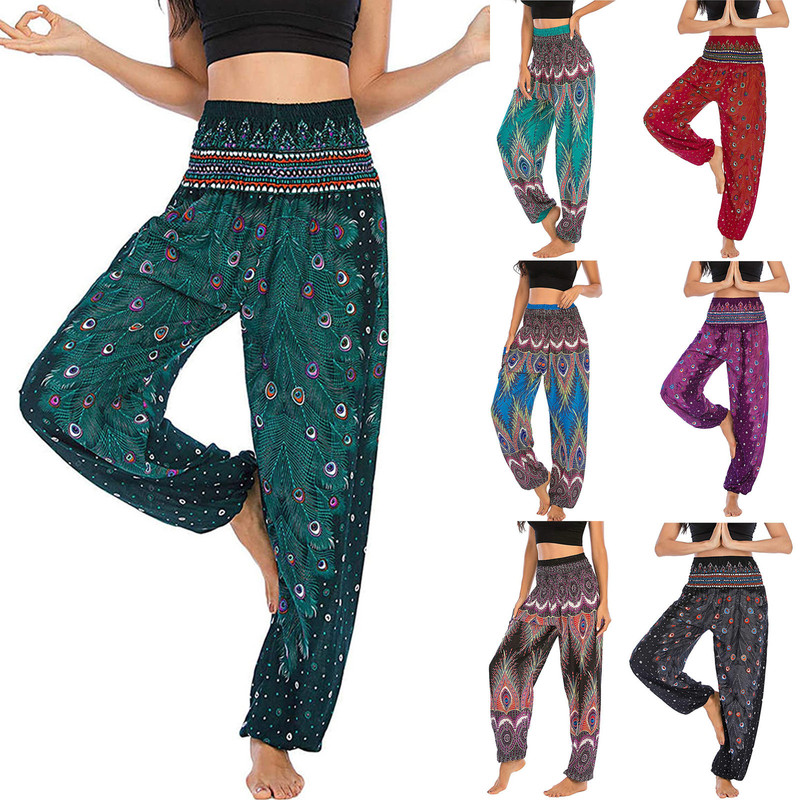 Amazon 2021 European and American Hot-Selling New Yoga Pants Digitally Printed Wide-Leg Pants Casual Pants