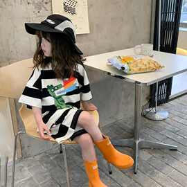 男女童短袖短裤套装夏季2025新款中小童洋气时髦条纹休闲衣服儿童