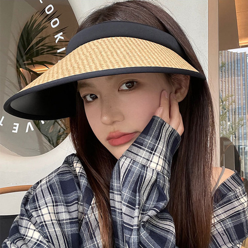 Sun protection hat new vinyl summer sun hat fashionable outdoor cute straw hat sports cycling headband hat wholesale