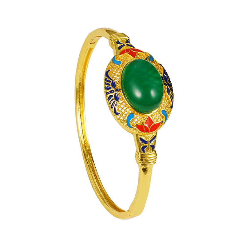 Esmalte de oro de arena vietnamita pintado pulsera de calabaza abierta retro estilo nacional aleación de cobre no se desvanece joyas al por mayor