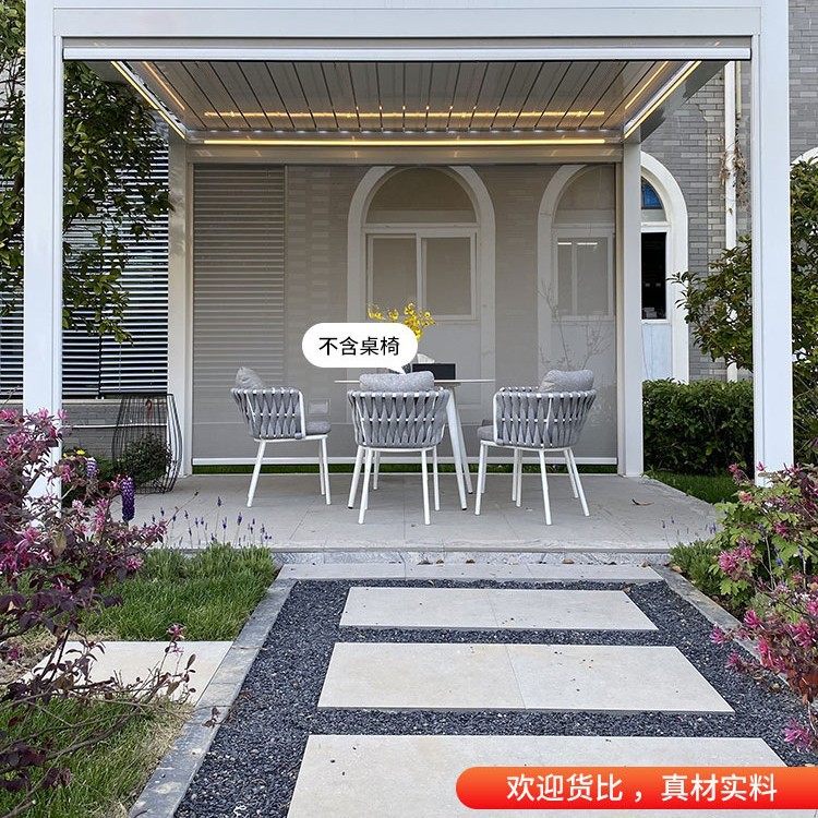 Pabellón de aleación de aluminio, persiana inteligente a prueba de lluvia, eléctrico, venta al por mayor, villa, jardín, patio, sombrilla, pabellón moderno para exteriores