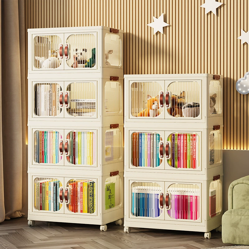 Книжный шкаф для хранения без установки пыли с дверью съемная книжная полка для хранения домашних игрушек