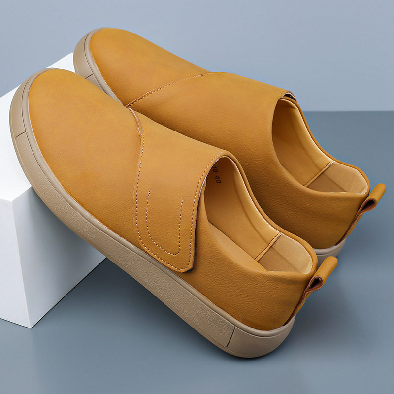 Giày sneaker nam cổ thấp đế bằng, mũi tròn, dây buộc, phong cách thư giãn — Z1210 màu đen, z1210 màu vàng