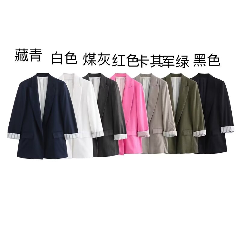 Foreign trade list! 2024 spring new European and American style blended sleeve suit jacket 2753530