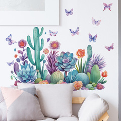 新款fun-c10彩繪綠植仙人掌蝴蝶臥室家居背面牆面裝飾牆貼紙批發