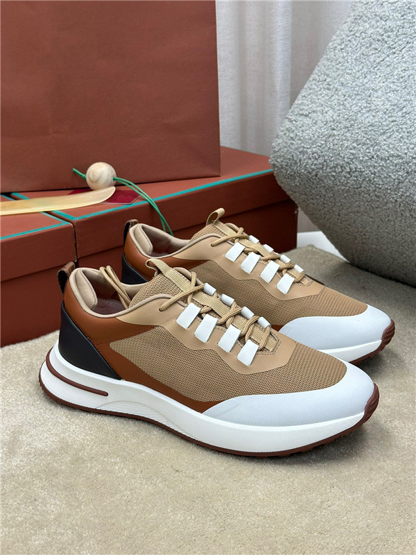 Men's Mesh Cowhide Patchwork Low-Top Lace-Up Casual Sneakers with Contrasting Colors, Thick Soles, Fashionable, Lightweight, and Understated Running Shoes