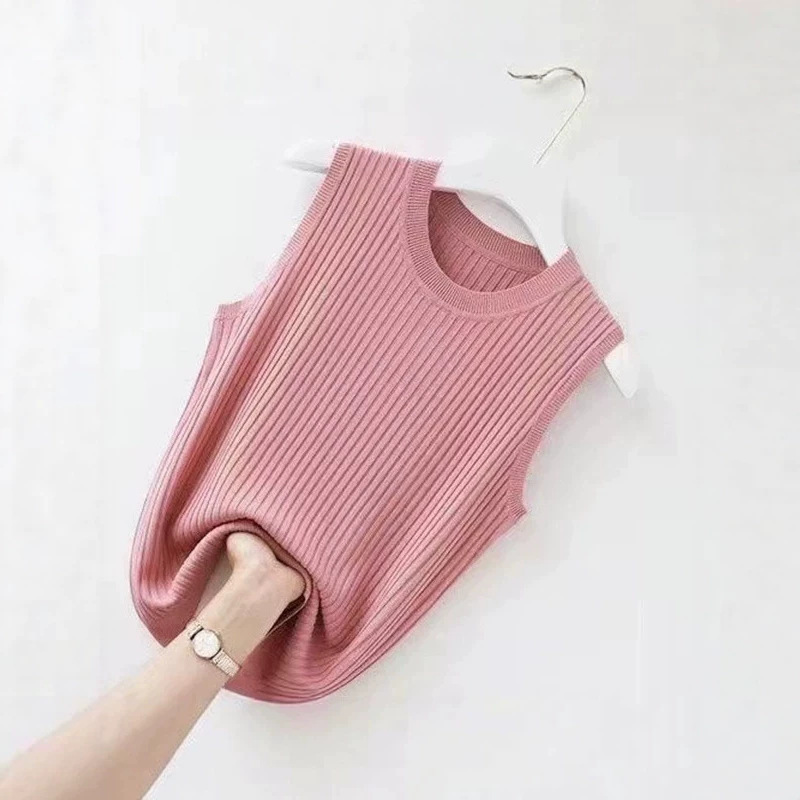 New style women's tank top, round neck, plus size, pullover, thin, slim-fit, suitable for outerwear or layering, simple and slimming, sleeveless New style women's tank top, round neck, plus size, pullover, thin, slim-fit, suitable for outerwear or layering, simple and slimming, sleeveless
