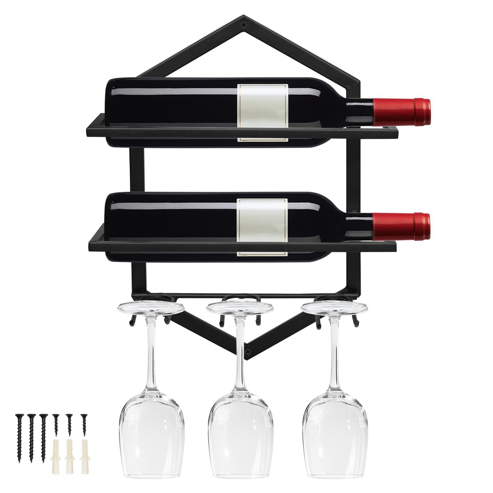 Creative iron wine rack wall hanging wine glass rack upside down home wall goblet wall wine bottle rack decoration