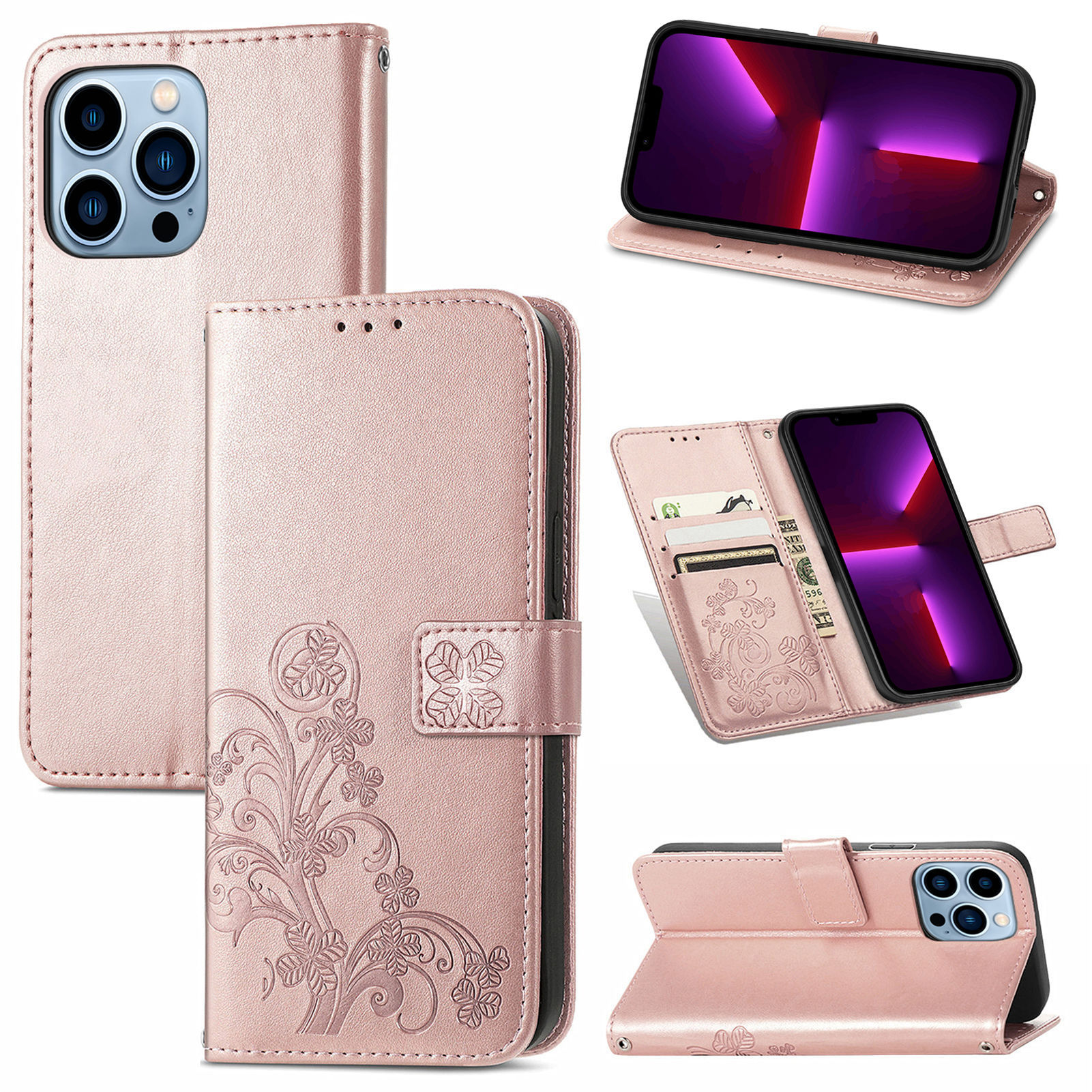 100g Weight iPhone Applicable Brands tpu, Pu Leather Material Flower Pattern Sweet Style Sweet Flower Tpu Pu Leather Phone Accessories 无