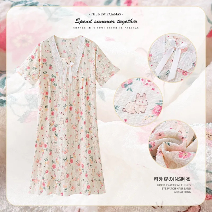 Una variedad de estilo princesa francesa de alta calidad ins estilo burbuja de algodón con volantes pijamas de las mujeres de primavera y otoño mono camisón desgaste del hogar