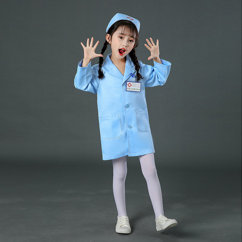 Children's nurse doctor play clothes baby doll playhouse role playing white coat little kid