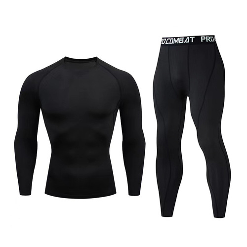 American and European-style arm muscle tight-fitting men's fitness base long pants sleeve set sports basketball training running quick-drying high elasticity