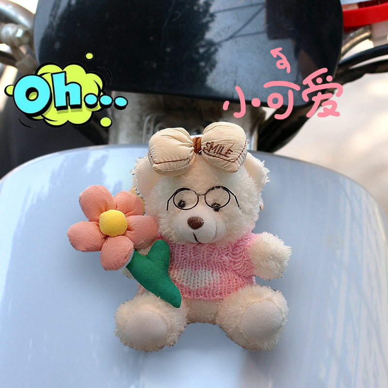 Colgante trasero de coche muñeco de oso de peluche lindo de dibujos animados decoración de maletero motocicleta decoración de bicicleta