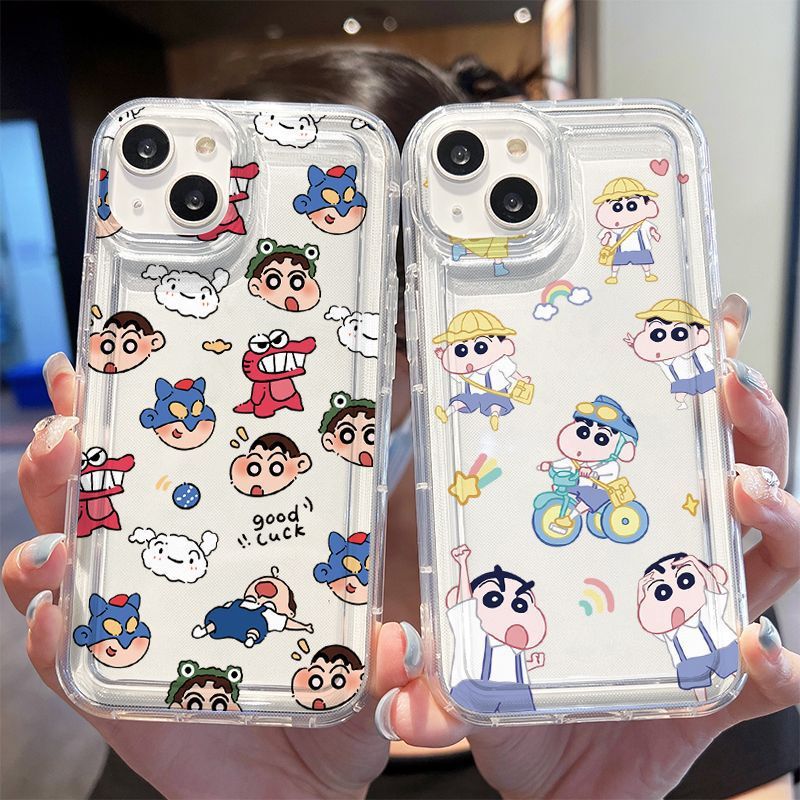 Crayon Shin-Chan Is Suitable for Apple 15 Protective Case, Creative iPhone 16 Phone Case, Cartoon 17 Transparent Airbag Anti-Fall