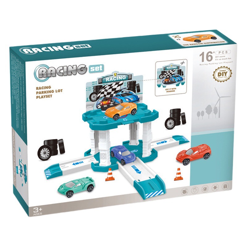 Niños transfronterizos ensamblados tridimensionales de estacionamiento de juguete modelo de coche de tren traje niño juguete ventas directas de la fábrica