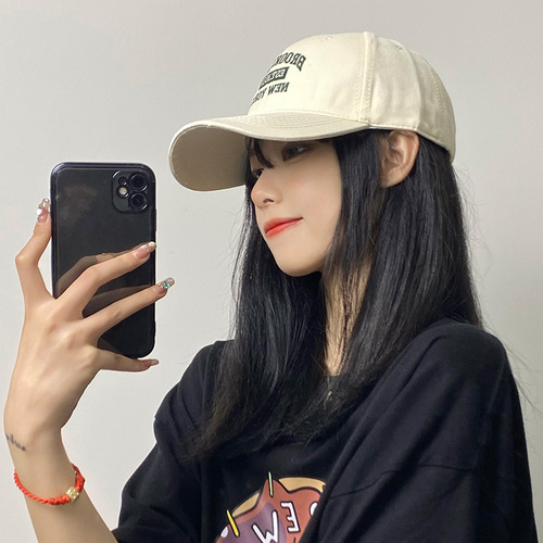 Deep top duckbill hat for women summer, wide brim baseball cap, makes face look smaller, large head circumference, sun protection, men's ins fashion, Korean trend