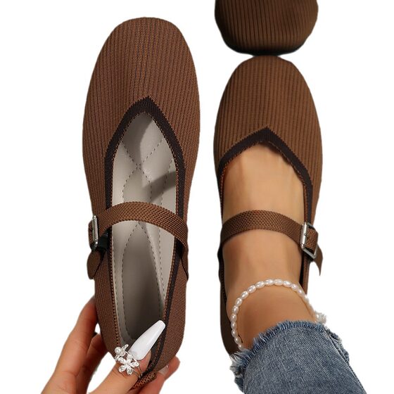 Foreign trade plus size fly woven mesh surface casual flat shoes women 2024 new round head low mouth retro color matching shoes