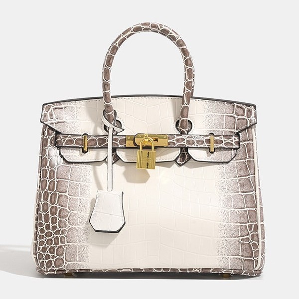 악어 패턴 플래티넘 가방 2025 새로운 유럽과 미국의 가벼운 럭셔리 여성 대용량 통근 핸드백 어깨 가방 크로스 바디 백
