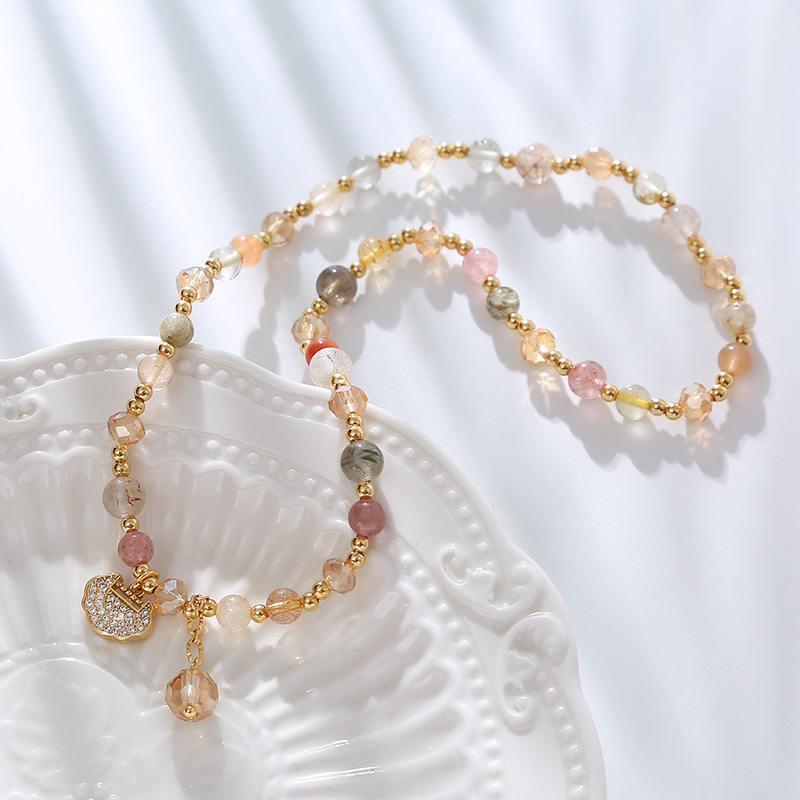 Natural Color Hair Crystal Bracelet Women's Bracelet National Fashion Safe Lock Multi-Layer Crystal Bracelet for Girlfriend Gift Jewelry