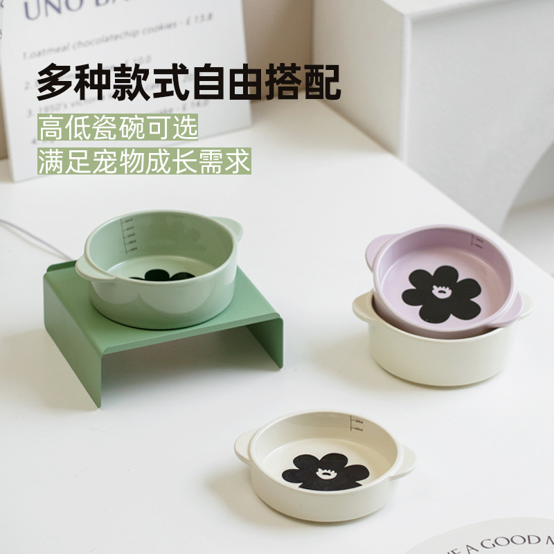 Calefacción de temperatura constante de cerámica de patas altas para beber gato cuenco soporte cervical gato y perro cuenco Alimentación de Mascotas agua potable tazón de comida doble tazón