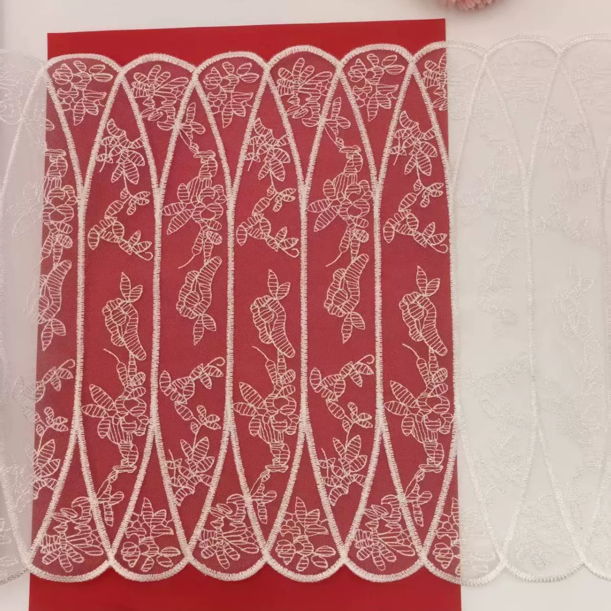 现货白色欧美风M图形网纱刺绣花边 DIY手工内衣文胸礼服蕾丝辅料