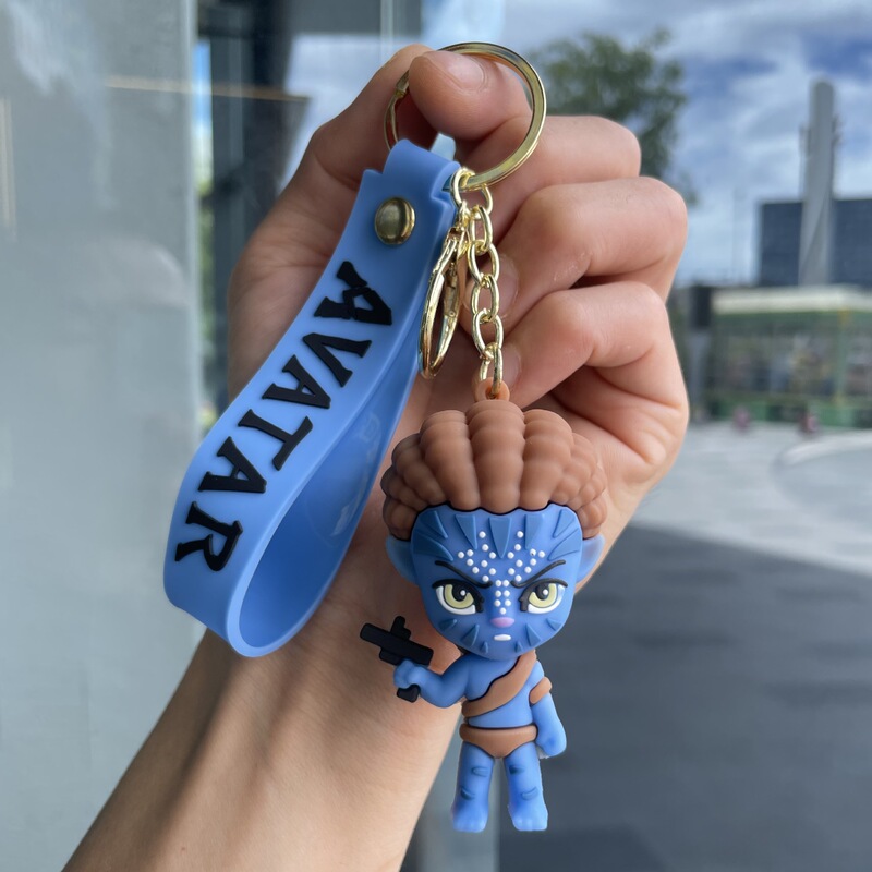 可爱蓝色精灵钥匙扣阿凡达公仔娃娃机包包挂件汽车钥匙链小礼品|undefined