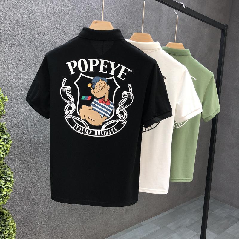 Cartoon printed Polo shirt, t-shirt, trendy brand, youth 2023 summer new men's short collar and half sleeved_voghion.com