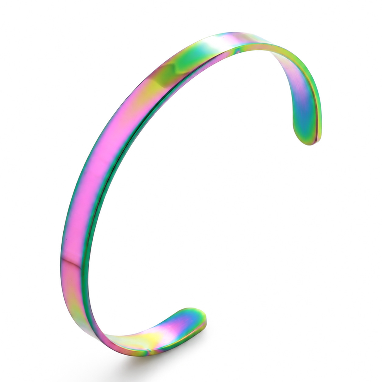 Pulseras de pareja populares europeas y americanas, joyería de metal con superficie lisa, magnética, ajustable y de extremo abierto para hombres y mujeres.