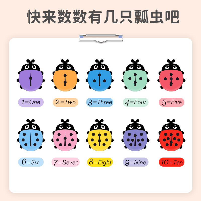 Rompecabezas de educación temprana para niños digital mariquita color cognitivo juego tablero 1-3 años de edad juguetes para bebés al por mayor