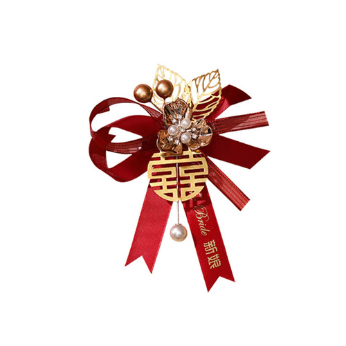 New wedding high-end corsage groom bride father mother bridesmaid best man Chinese wedding brooch brooch wholesale