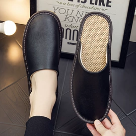 皮质拖鞋;布艺拖鞋;亚麻拖鞋