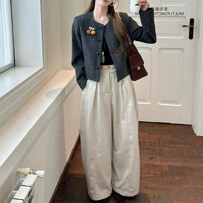 韩里韩气的穿搭粗花呢短外套女2025新款秋季今年流行爆款呢子上衣|undefined