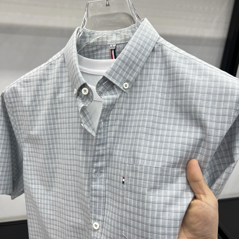 genuine goods TOMMY Tommy Business Commuter Pure Cotton Real Pocket Short Sleeve POLO Shirt Non-iron Men's Shirt Top Batch