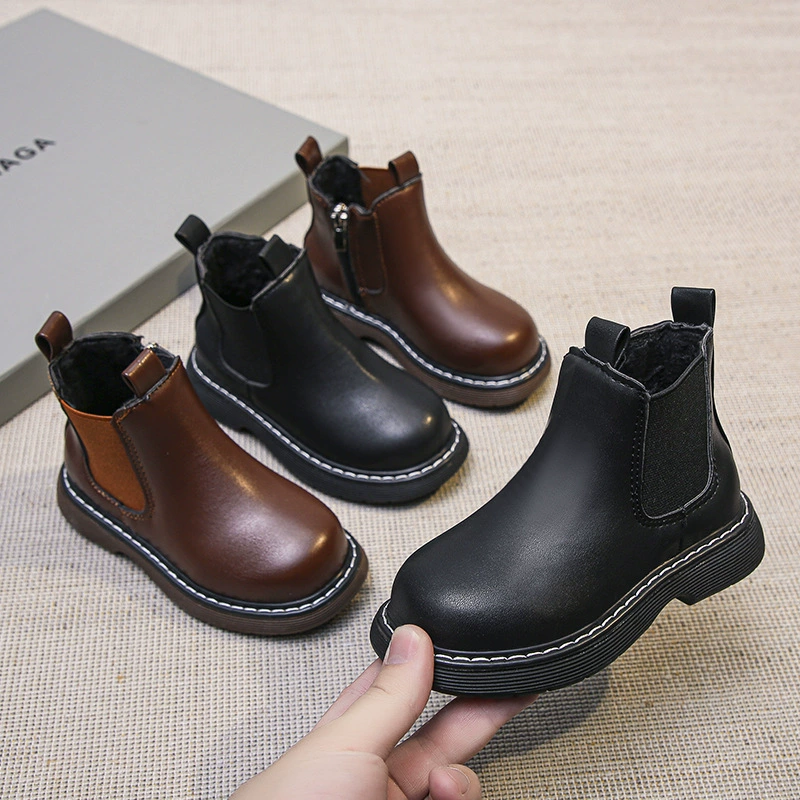 Детские ботинки Мартин 2021 года, осенне-зимние, для мальчиков и девочек, в британском стиле, однотонные, на флисовой подкладке, теплые, утепленные, короткие ботинки, на флисовой подкладке и утолщенные.