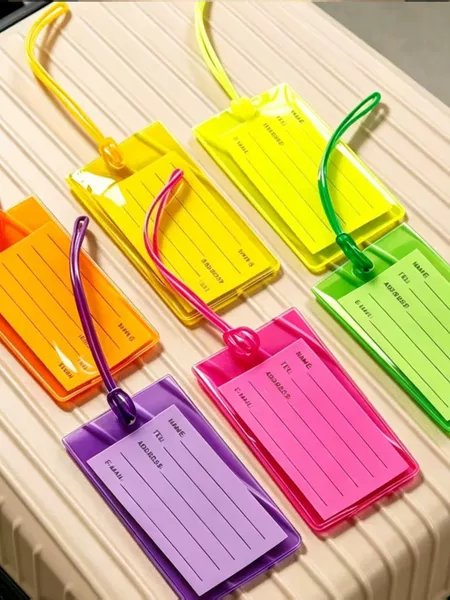 Amazon Luggage Tag Colorful Plastic Pvc Luggage Tag Soft Plastic Card Luggage Tag Check-In Tag Printed Logo