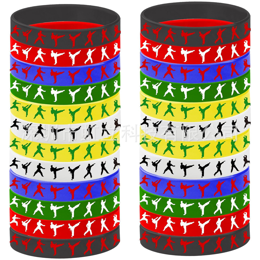 Cross-Border Taekwondo Football Basketball Sports Silicone Bracelet Printed Color Party Gift Rubber Wristband Wholesale