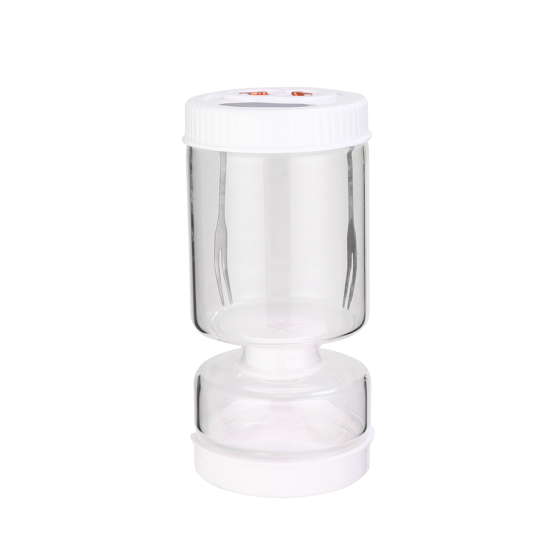 Transfronterizo redondo de cinco generaciones separación seca y húmeda encurtido jar jar encurtido jar reloj de arena distribuidor seco y húmedo contenedor de vidrio