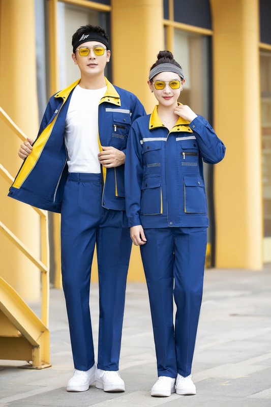 春秋明线条拼色领工作服套装男女定制耐磨长袖劳保服机修焊工工装|undefined