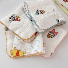 可爱卡通纯棉双层纱布小毛巾A类宝宝擦脸巾口水巾手帕