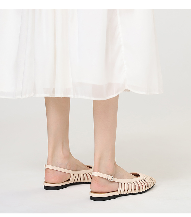 Unique Pointed-toe Buckle Sandals For Women, Hollow Back Strap, Flat-soled, New Summer Fashion Beach Shoes_desvips.com