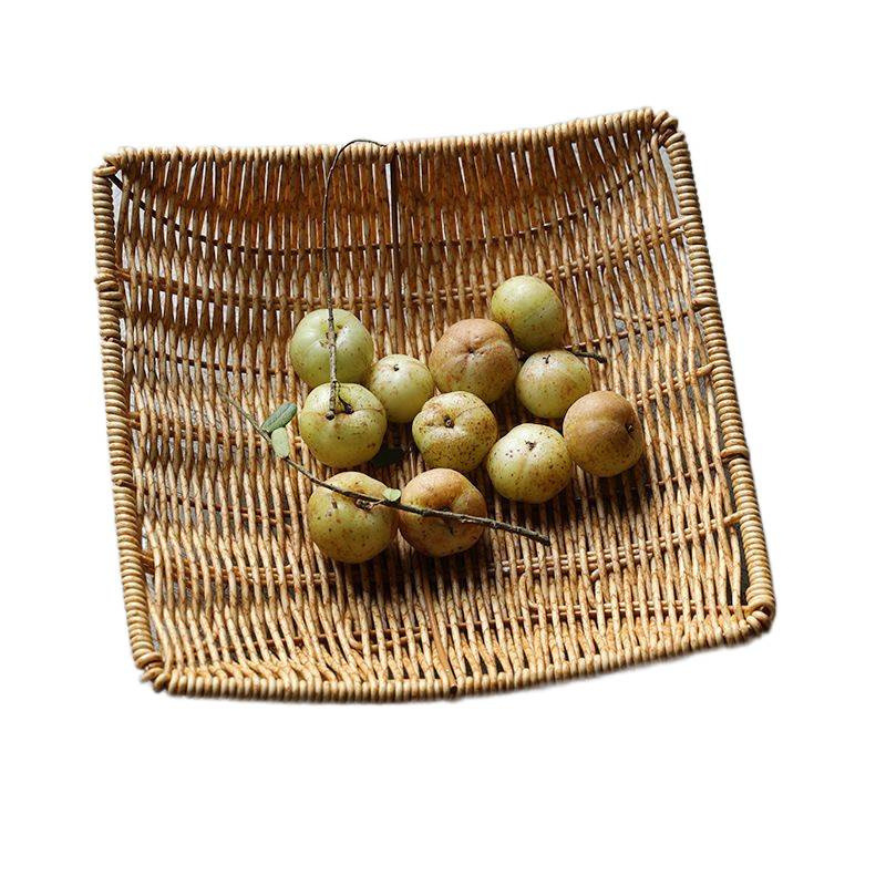 手工编织果盘藤编收纳盘干果油炸小吃零食框下午茶盘客厅茶几果篮|undefined