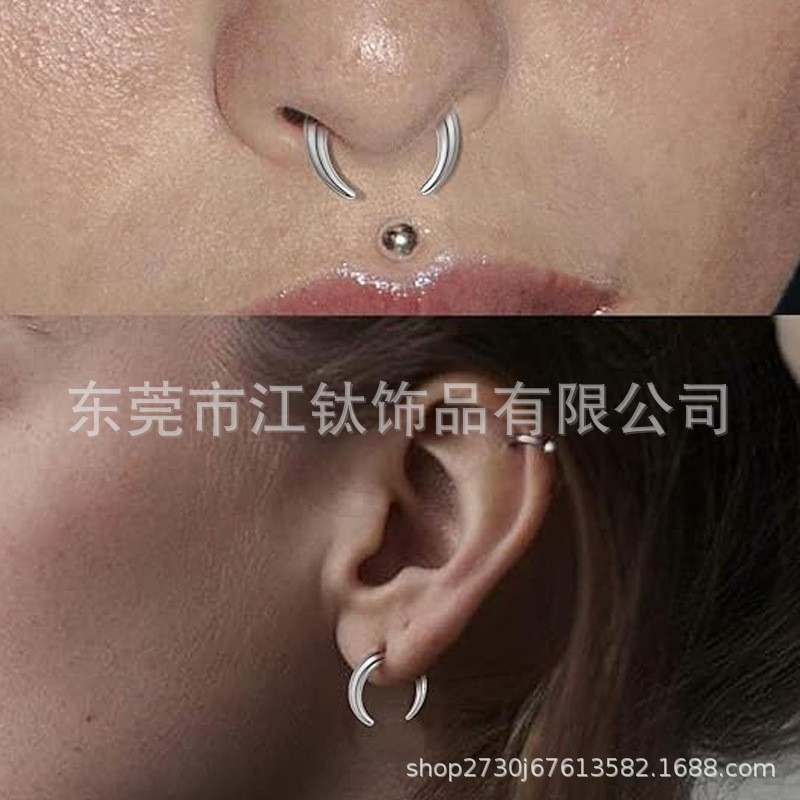 Silver pointed spike labret stud material detail